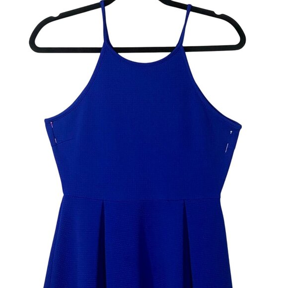Love Chesley Cobalt Blue Pleated Fit & Flare Skater Mini Dress Junior's Size M - Picture 2 of 10